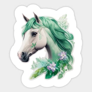 Majestic green Horse Sticker